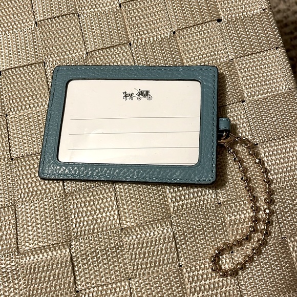 NWOT Coach id case/ luggage tag in blue pebbled leather, gold accents - Picture 5 of 5